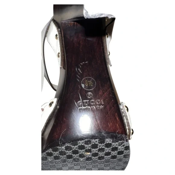 Gucci White Braided Leather Sandals with High Heel - Picture 4 of 6